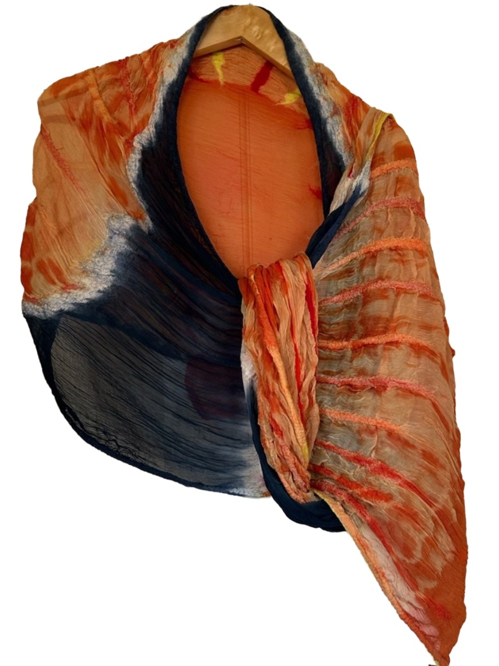Masino by TDM Design Tie Dye Orange Navy Blue Lightweight Wrap Scarf